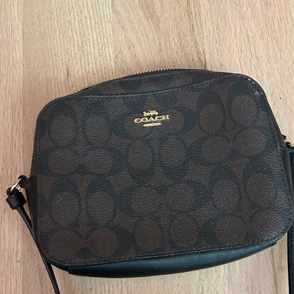 Coach Signature Brown and Black Crossbody Bag